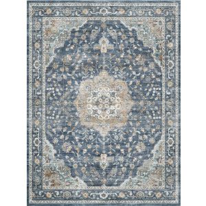 Ember Washable Area Rug - Blue