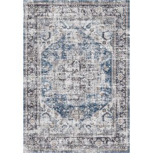MontVoo Aglaia Washable Area Rug Blue