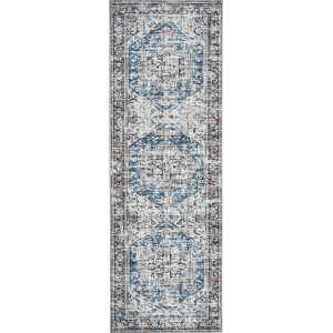 MontVoo Aglaia Washable Runner Rug Blue