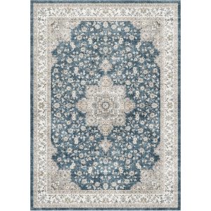 MontVoo Antheia Washable Area Rug Blue
