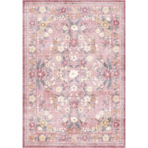 MontVoo Chloris Washable Area Rug Pink