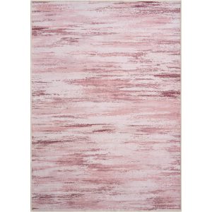 MontVoo Dawn washable area rug pink white