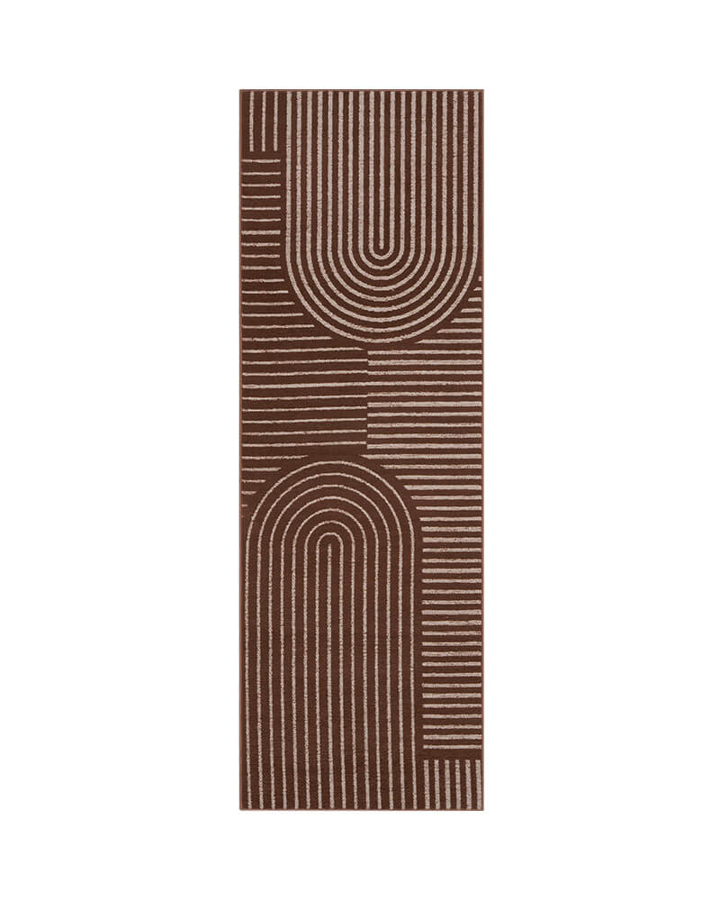 MontVoo-Echo-Washable-Runner-Rug-Brown Modern washable rug suited for everyday household needs