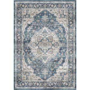 MontVoo Lunaris Washable Area Rug Blue