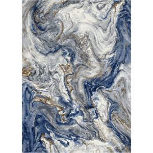 MontVoo Marble Washable Area Rug Blue