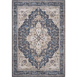 MontVoo Velora Washable Area Rug Dark Blue