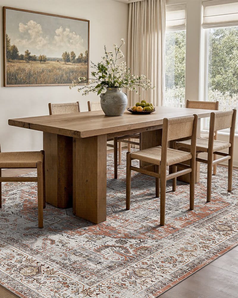 aglaia-washable-area-rug-orange-in-kitchen