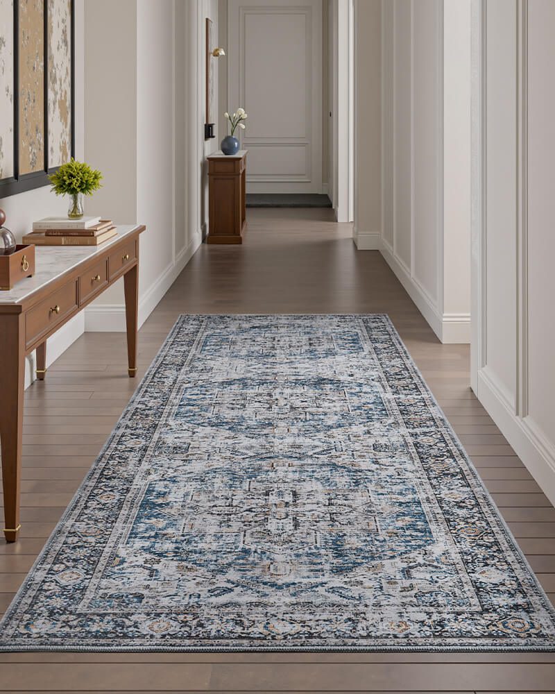 aglaia-washable-area-rug-runner-blue-in-hallway