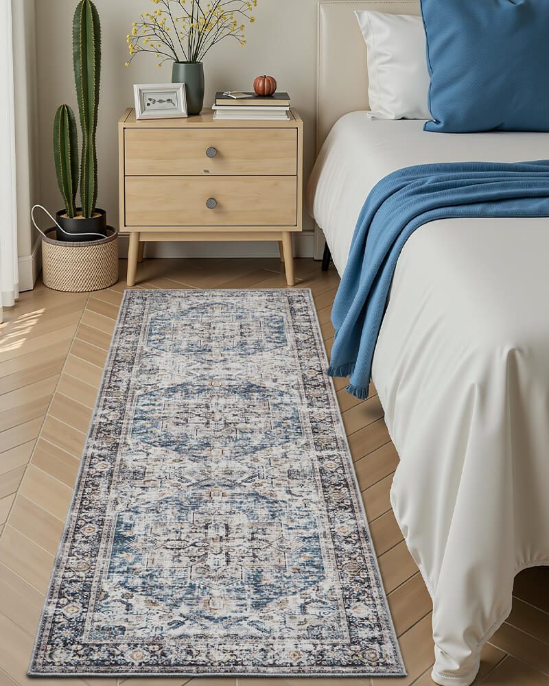 aglaia-washable-area-rug-runner-blue-in-kitchen