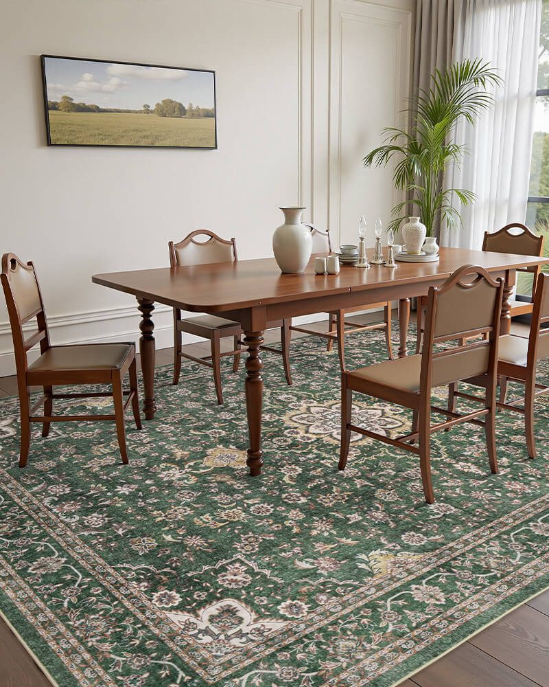 antheia-washable-area-rug-green-in-kitchen