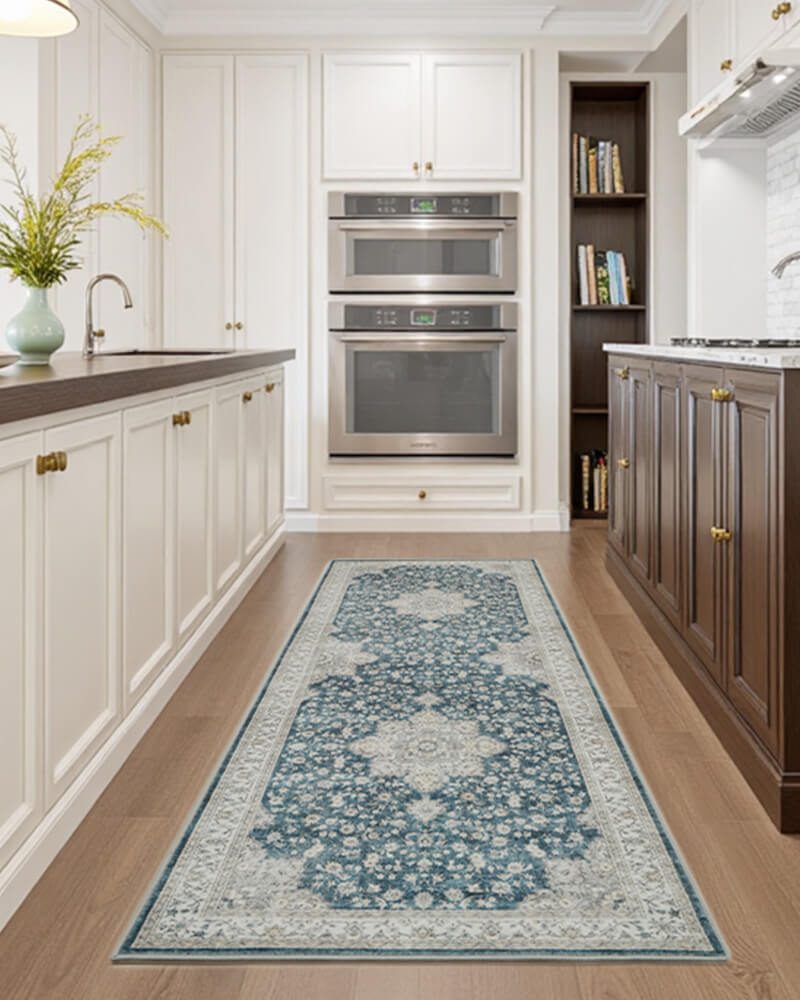 antheia-washable-area-rug-runner-blue-in-kitchen