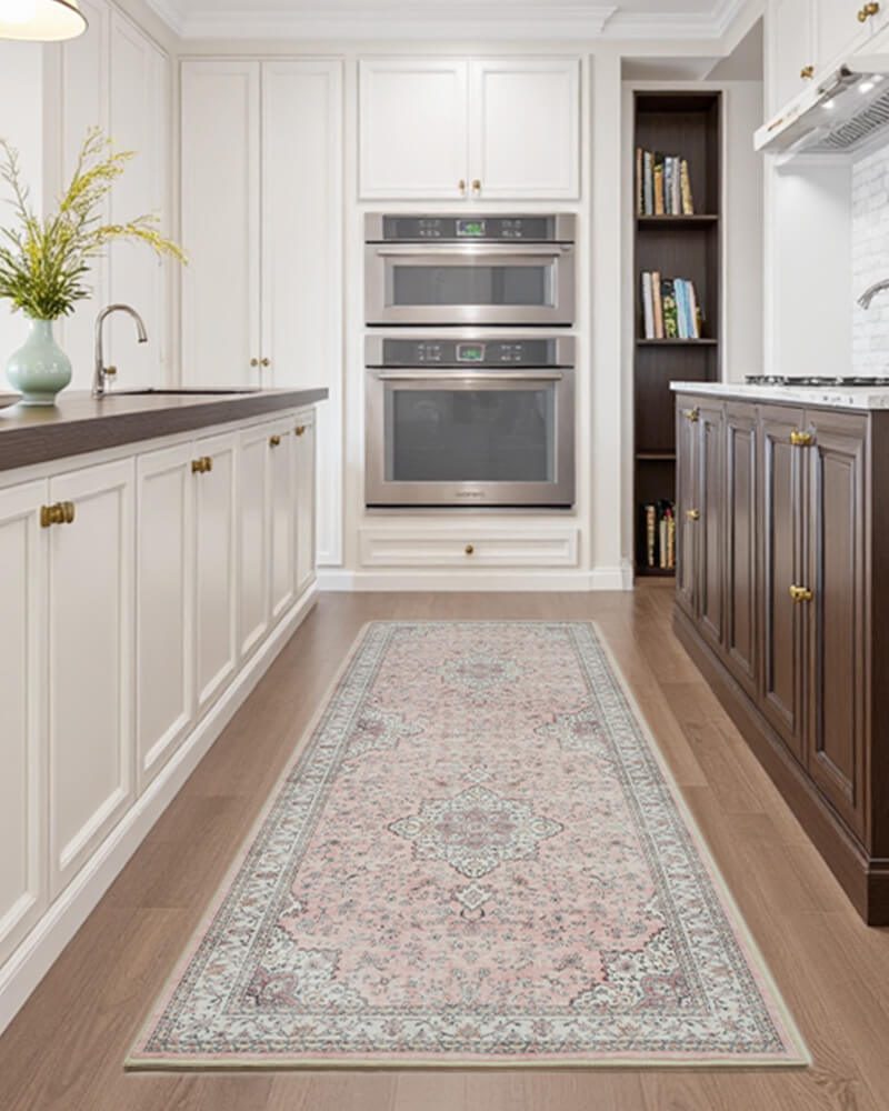 antheia-washable-area-rug-runner-pink-in-kitchen