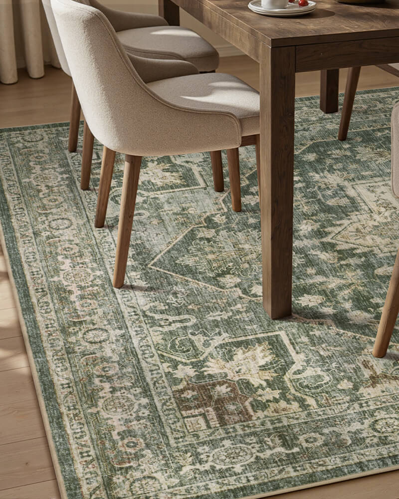 callista-washable-area-rug-green-in-kitchen