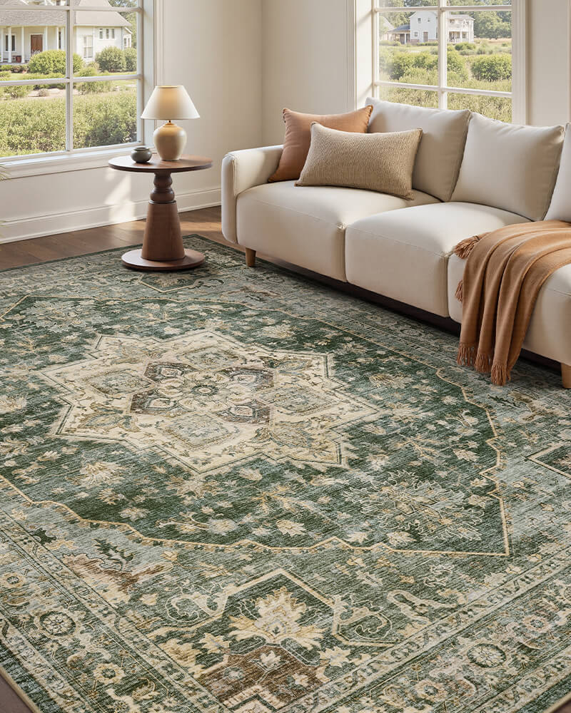 callista-washable-area-rug-green-in-living-room