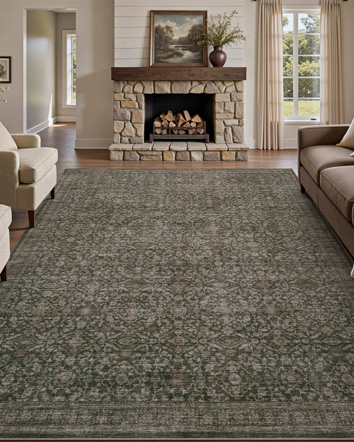 coutryside-vintage-area-rug-for-busy-households
