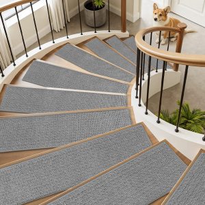 Peel and stick stair treads for quick installation without tools