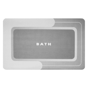 Easy care quick dry bath mat with fiber-free surface that rapidly absorbs water and keeps wet floors dry and comfortable