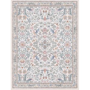 Floral area rug combining softness and durability for cozy family spaces
