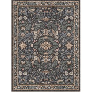 Floral area rug with non slip backing safe for kids and pets