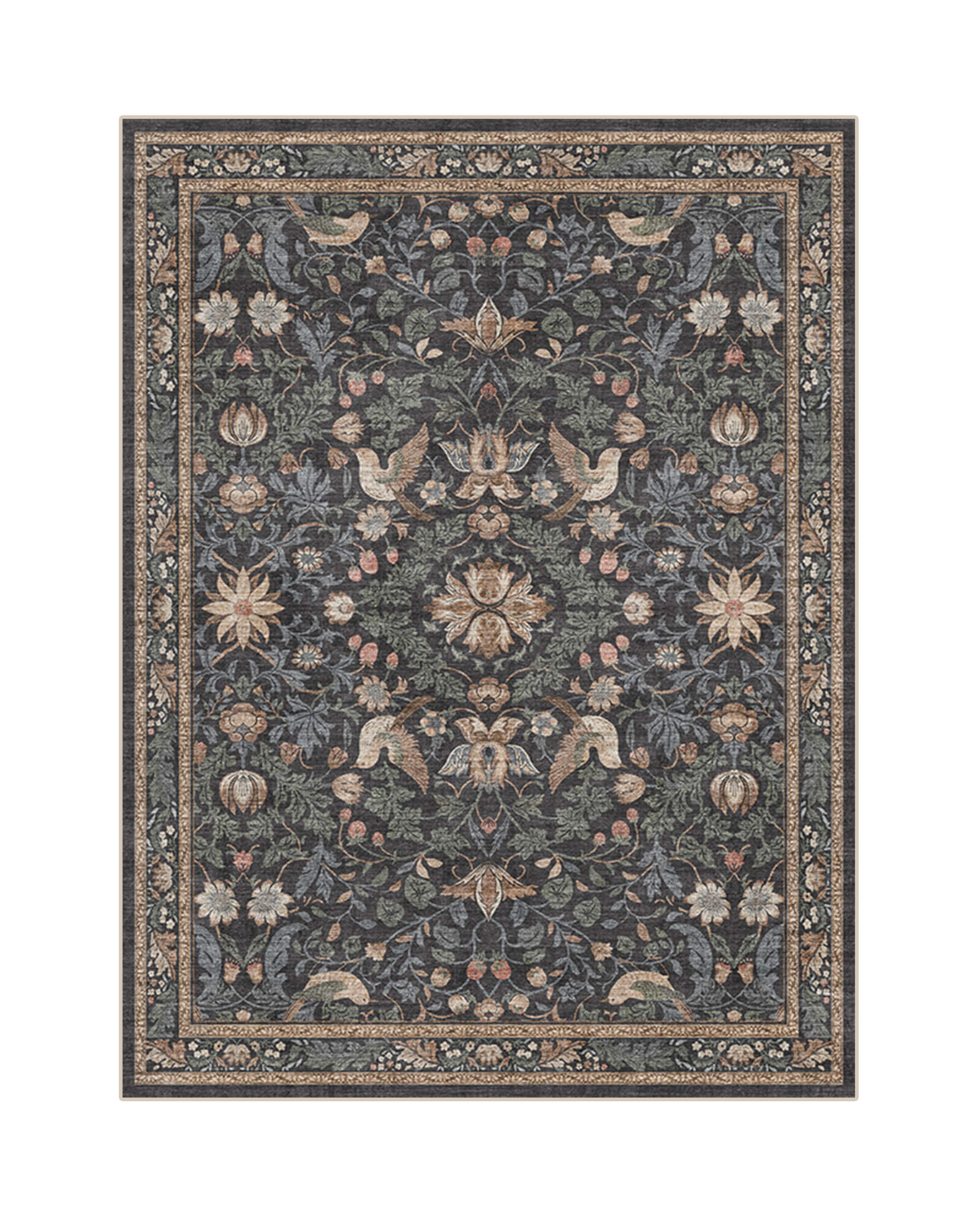 floral-area-rug-machine-washable-soft-home-decor Floral area rug with non slip backing safe for kids and pets