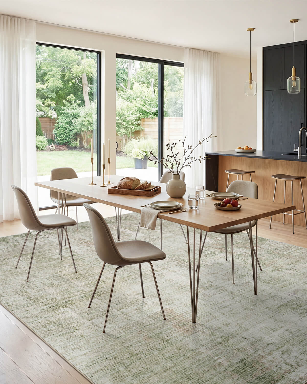 green-washable-area-rug-for-dining-room-and-open-kitchen