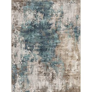 Modern abstract area rug with machine washable surface for easy everyday care
