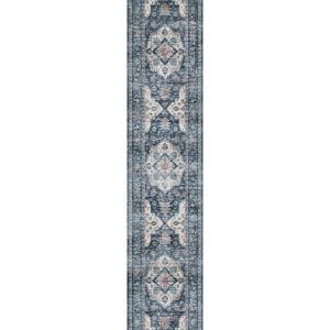 montvoo Selene Washable Runner Rugs Blue