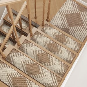 Stair treads with secure backing that stays flat and stable