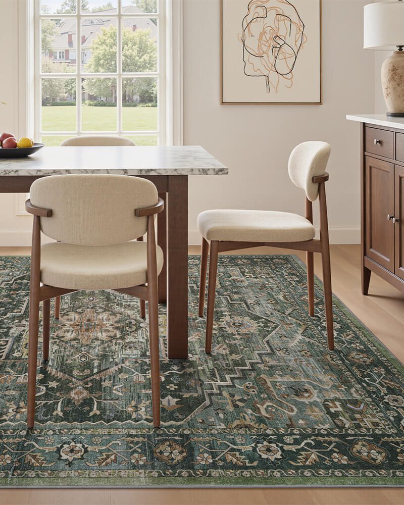 solara-washable-area-rug-green-in-kitchen