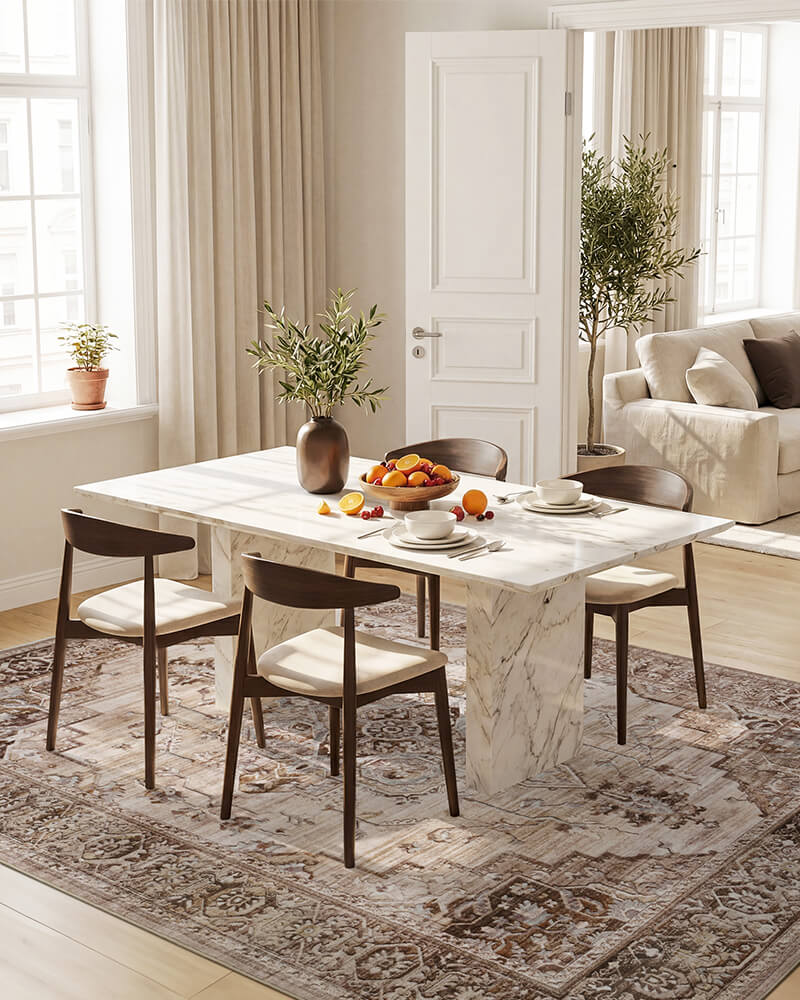 sylva-washable-area-rug-brown-in-kitchen