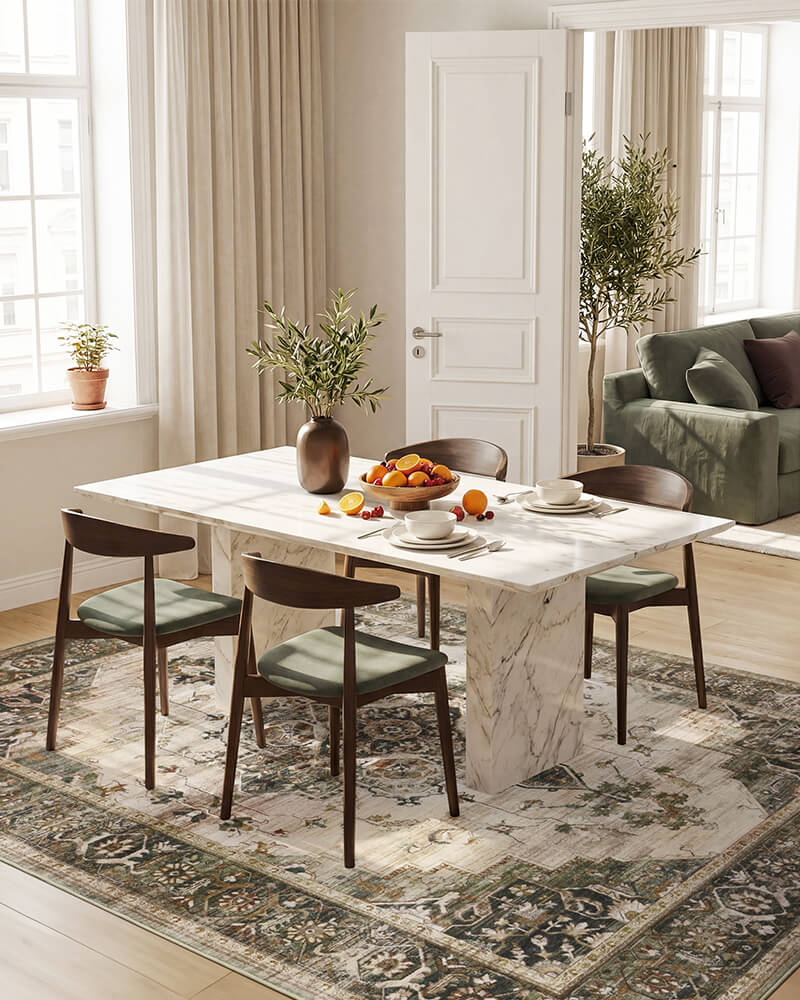 sylva-washable-area-rug-green-in-kitchen