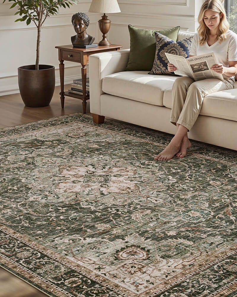 velora-washable-area-rug-green-in-living-room