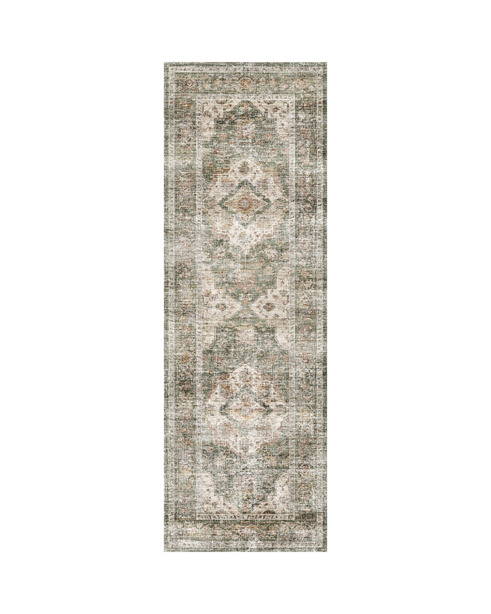 vintage-area-rug-green-runner-for-busy-home-machine-washable Green vintage runenr rug for busy home, machine washable material, soft and durable.