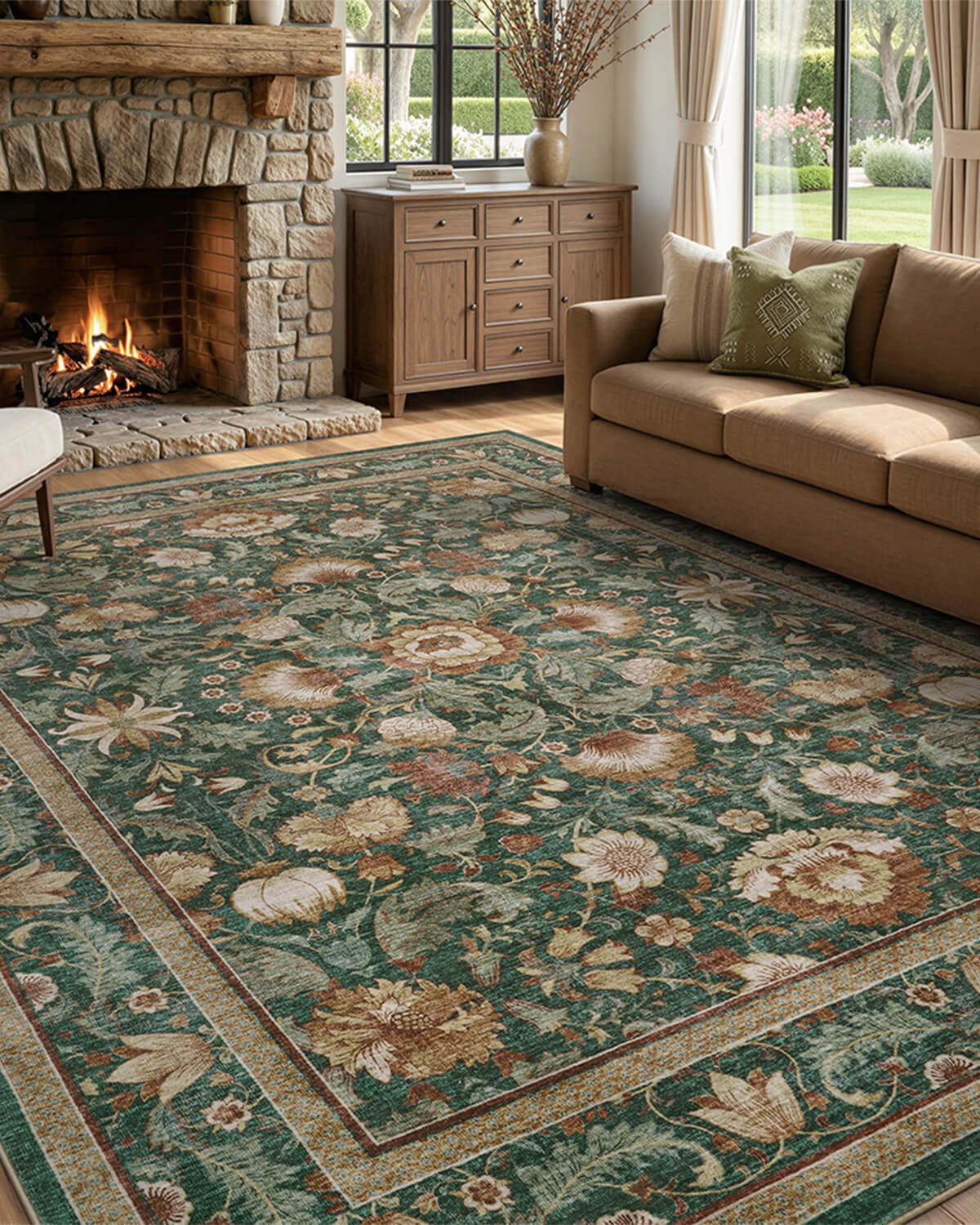 vintage-floral-area-rug-for-family-living-space