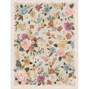 Vintage floral area rug combining softness and durability for cozy family spaces