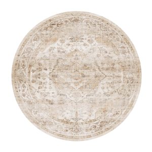 Vintage style area rug with non slip backing and soft comfortable surface for family homes