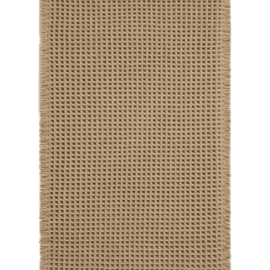 Waffle texture bath mat with decorative tassels, designed to absorb moisture quickly while adding warmth to bathroom décor
