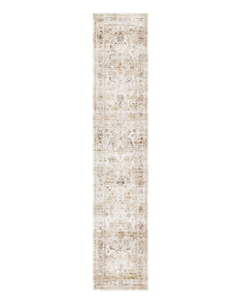 warm-neutral-rug-living-room-textured-vintage-montvoorugs montvoo Selene washable runner rugs beige